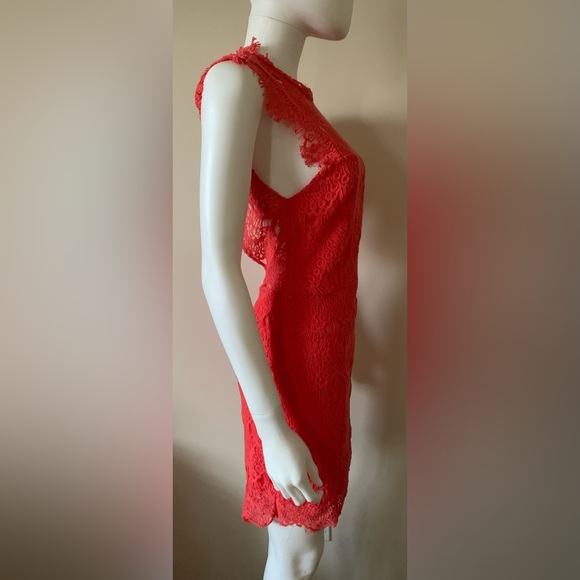 Free People Coral Sleeveless High Neck Open Back Lace Dress Women's Size S - Picture 4 of 7